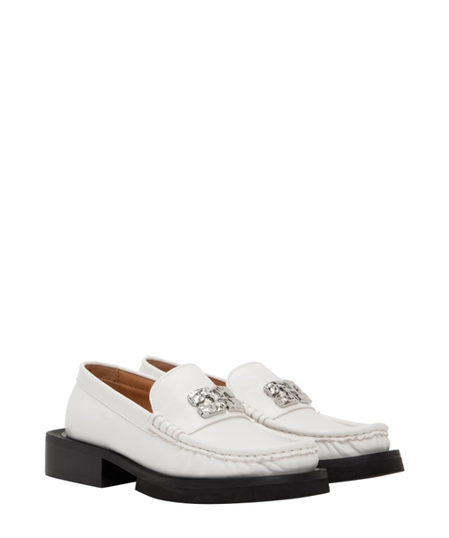 【関税込み】GANNI ホワイト Butterfly Logo ローファー GANNI Butterfly Logo Loafer Naplack (Egret) – CNCPTS