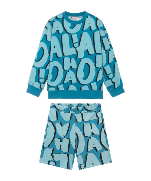 Printed sweatshirt and shorts set