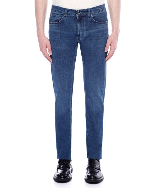 Jeans with embroidered Medusa detail