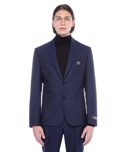 Medusa detail wool blazer with long sleeves