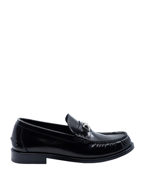 Ruched front design leather loafers