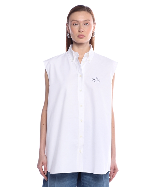 Logo embroidered sleeveless shirt | Emporium