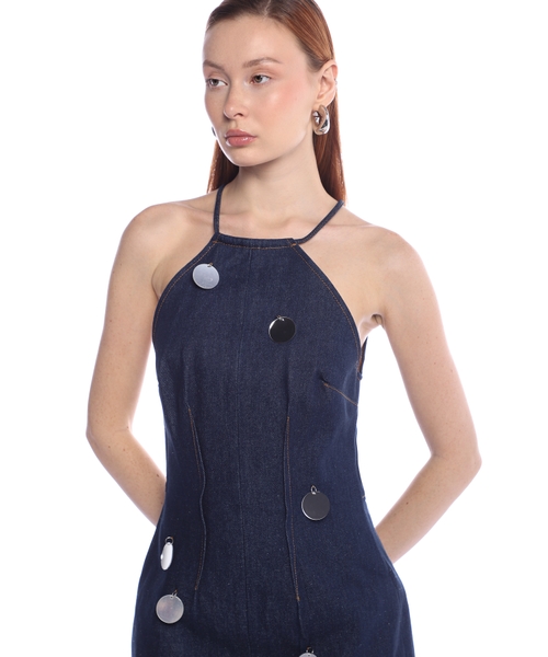 ワンピースその他 David Koma Blue denim mini dress with mirrors Denim mini dress embellished with plexi mirror details