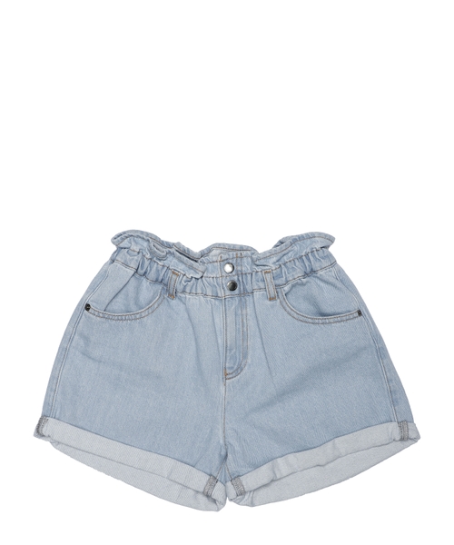 Elastic waist denim shorts
