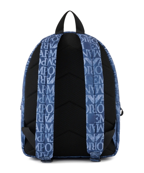 GIORGIO ARMANI レザー リュック 巾着　ブルー　ロゴ　青 GIORGIO ARMANI レザー リュック 巾着 ブルー ロゴ 青