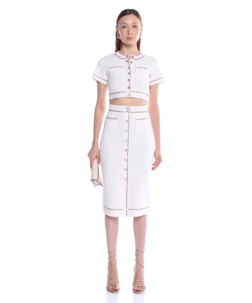 【MODERNIF】Russo Linen Collar Short Sleeve Cardigan Organic Linen Cotton Short-Sleeve Cardigan | EILEEN FISHER
