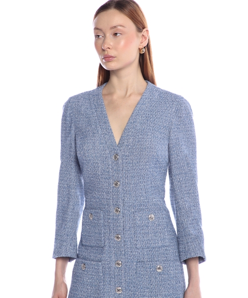 Tweed long-sleeve mini dress | Emporium