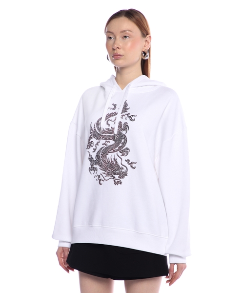 Printed crystal-embellished hoodie | Emporium