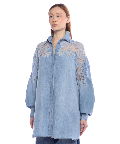 Lace detailed oversized shirt | Emporium