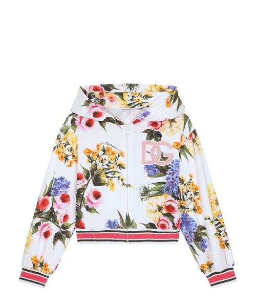 Floral printed hoodie with long sleeves