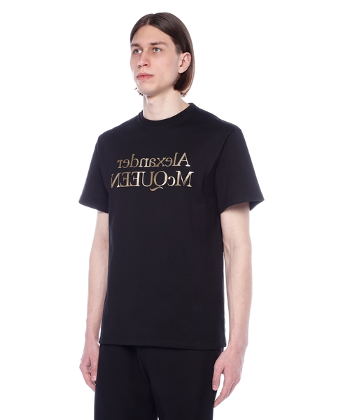 ★alexander mcqueen★ Cutout Detail Short Sleeve T-Shirt Bla Alexander McQueen T-Shirt With Logo and Cut-Out - ShopStyle