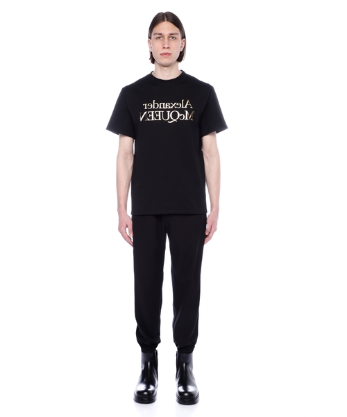 ★alexander mcqueen★ Varsity Short Sleeve T-Shirt Black Whi Short sleeve T-shirt with logo print | Emporium