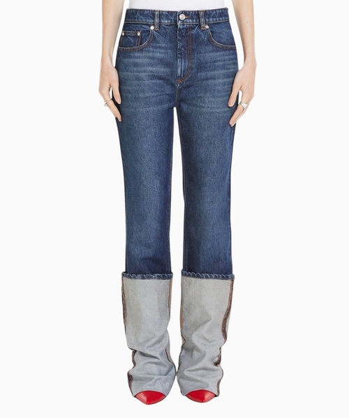 GIUSTO qatlanmış balaqlı denim şalvar