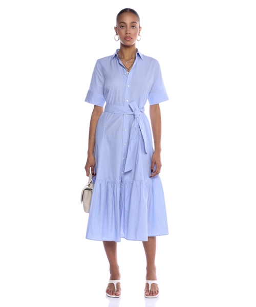 Платье миди с короткими рукавами и поясом