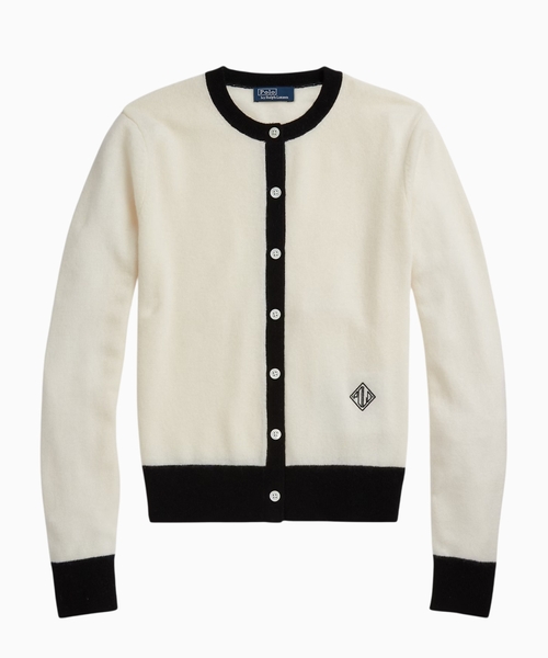 Logo embroidered cashmere cardigan