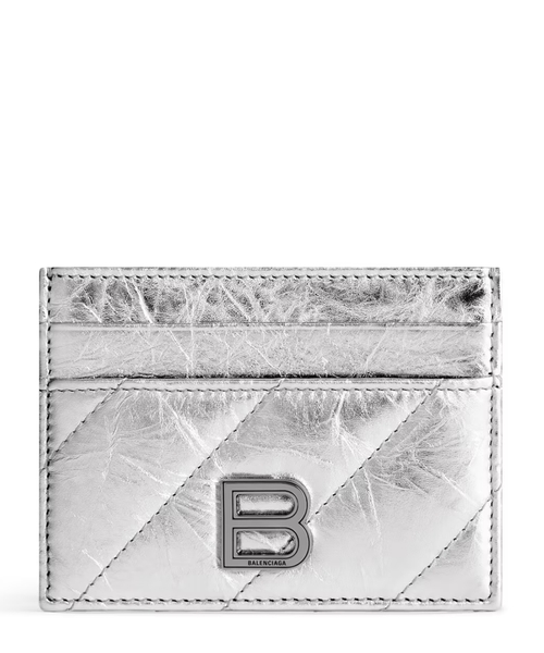 Metalik effektli dəri kart üçün portmone