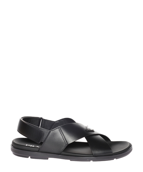 Leather sandals with logo detail | Emporium