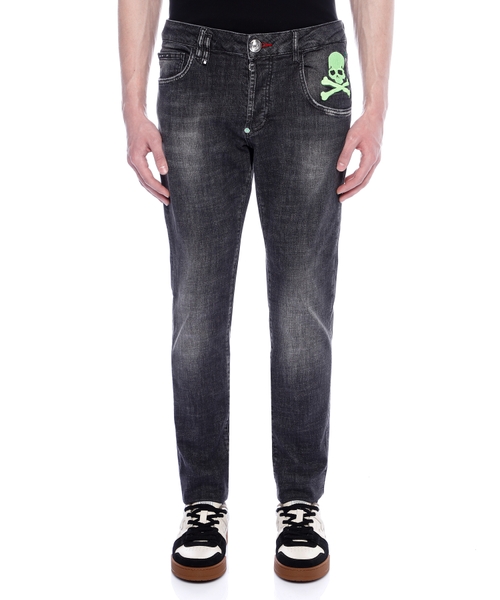 Loqo detallı düz biçimli cins şalvar