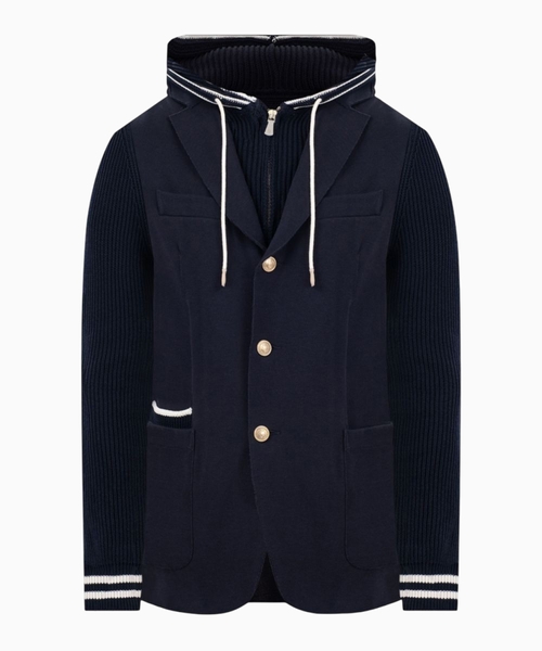 Hodded jacket with zip fastening