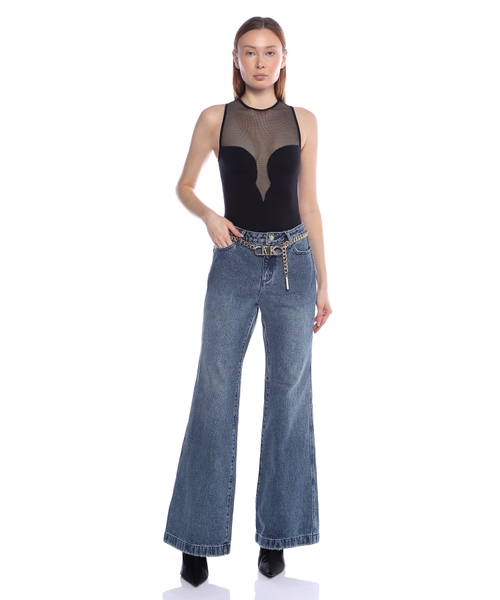 Flared jeans with chain belt | Emporium