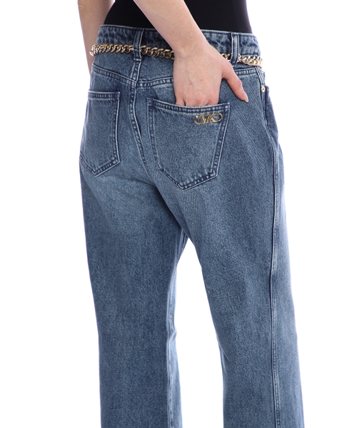 Flared jeans with chain belt | Emporium
