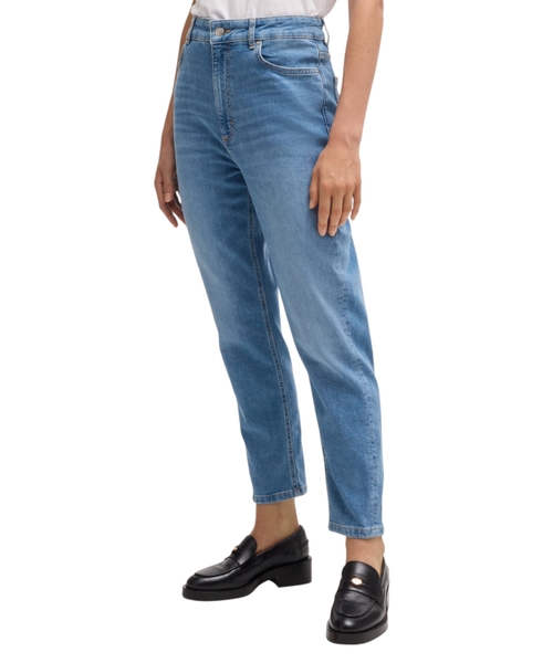 Yüksək belli denim şalvar