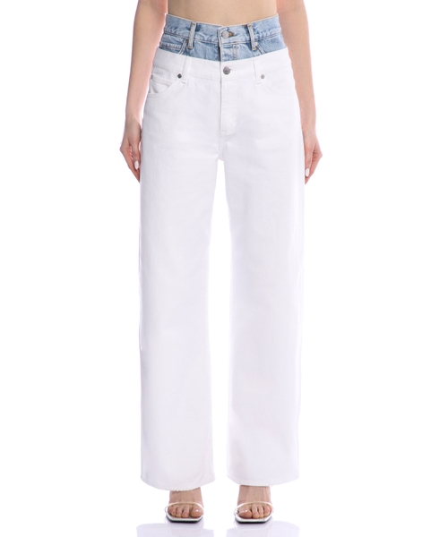 Two-tone double-waisted jeans #1