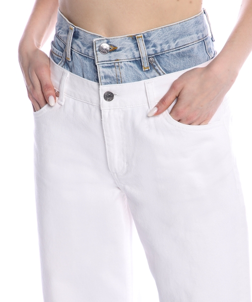 Two-tone double-waisted jeans #5