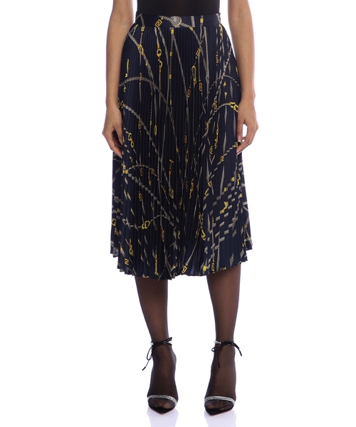 スカート VERSACE SS23 PLEATED SKIRT (1008743_1A063925W020) Versace Orchid Print Pleated Crepe De Chine Midi Skirt