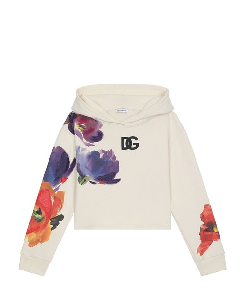 Long leeve hoodie with floral print