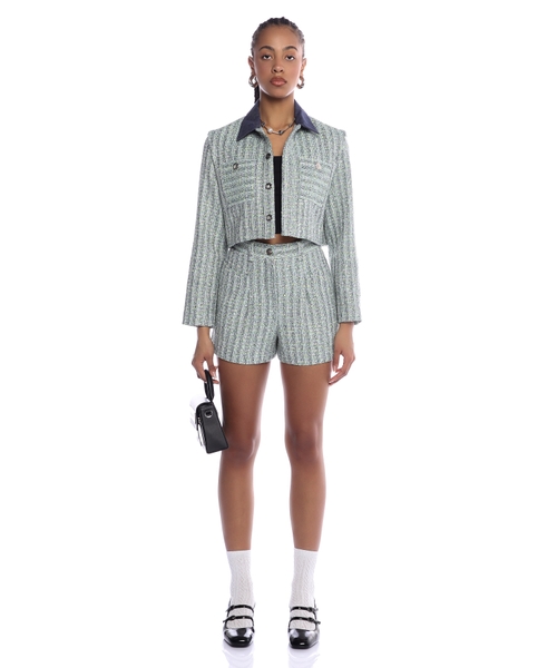【KIMHEKIM】Malevich Cropped Tweed Jacket Kimhekim Malevich Tweed Jacket In Black - 50% Off | Editorialist