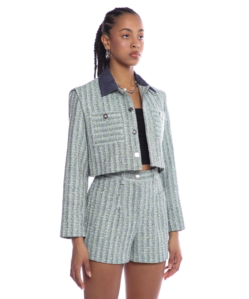 【KIMHEKIM】Malevich Cropped Tweed Jacket Kimhekim Malevich Tweed Jacket | Black | FARFETCH