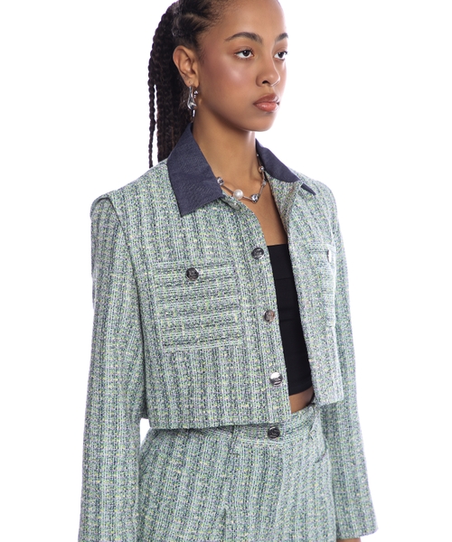 Ameri　LADY LIKE PRINT TWEEDS JACKET KLPLD03025_2_LD5R0J14_XSF_Fb.