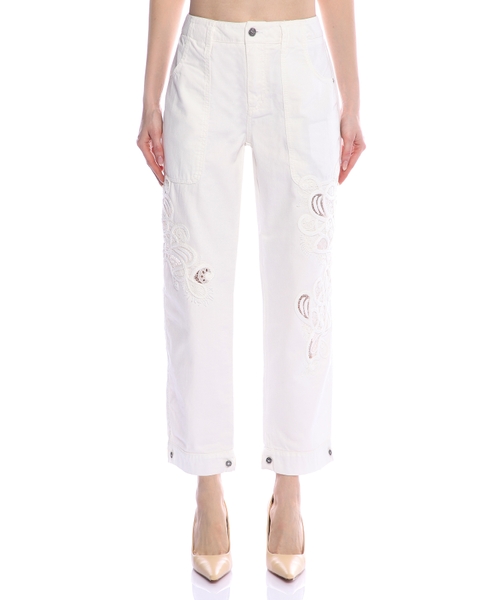 Embroidered cotton pants