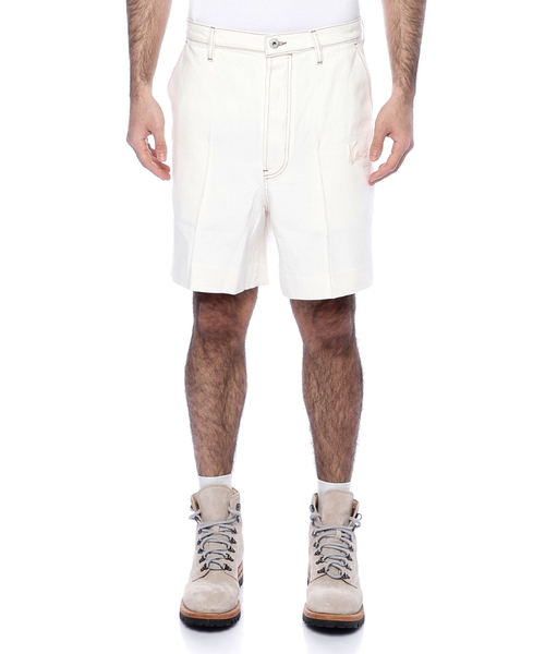 Logo embroidery jean shorts