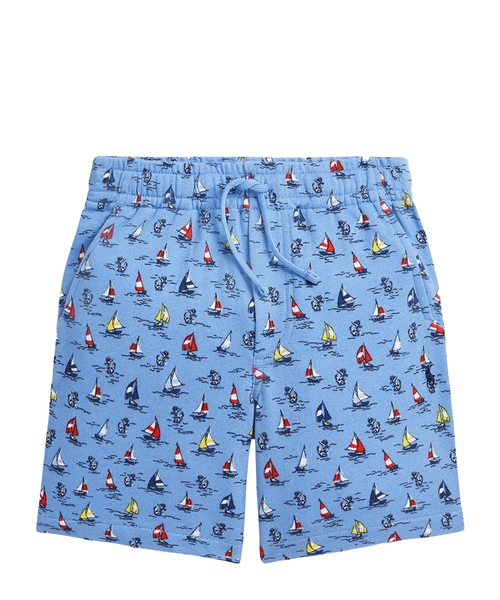 Printed elastic-waist shorts