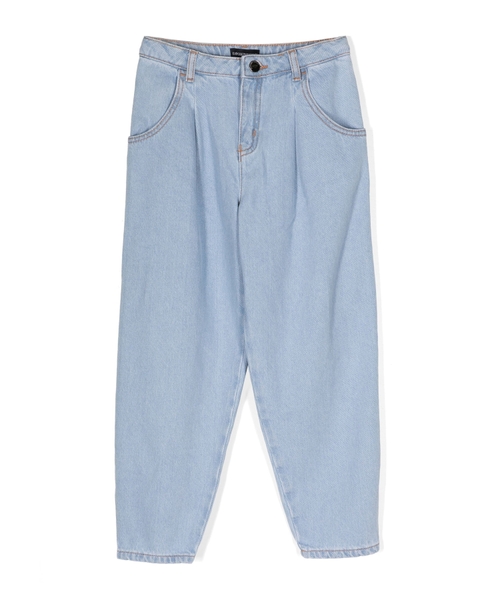 Wide leg denim jeans with logo detail