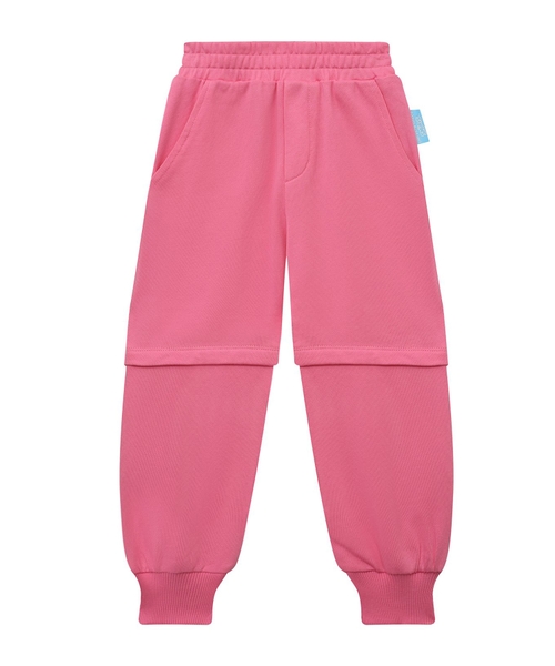 Elastic waist pants with logo embroidery