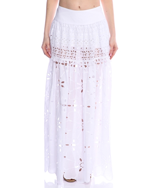 Maxi skirt with broderie anglaise
