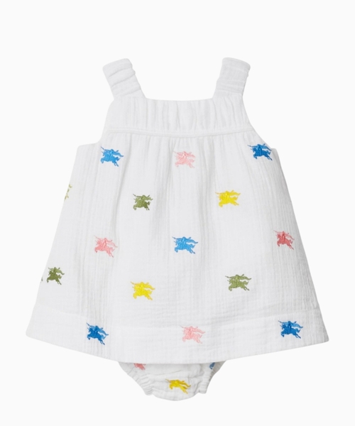 Logo embroidered dress and shorts set
