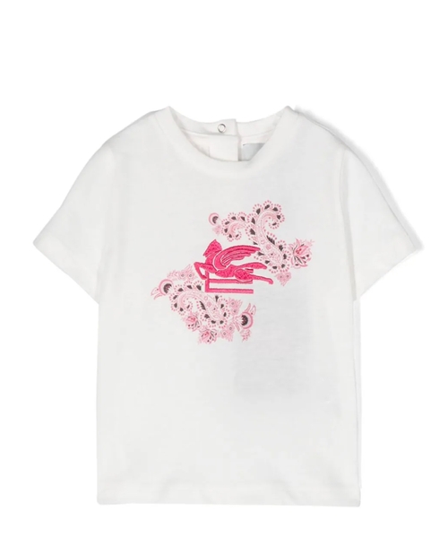 Logo and paisley embroidered t-shirt