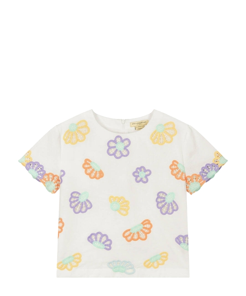 Short sleeve top with floral embroidery