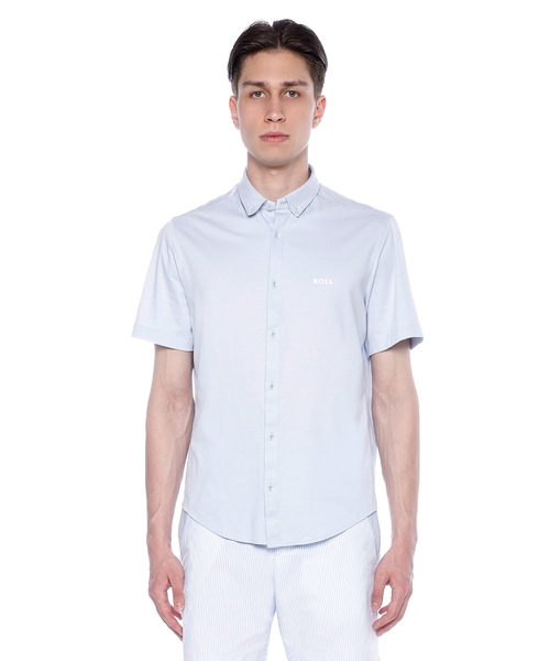 Short sleeve shirt with logo embroidery