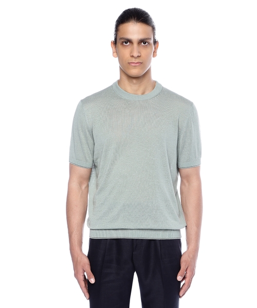 Round neck jumper with short sleeves