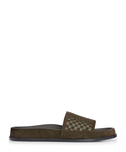 Woven leather slides