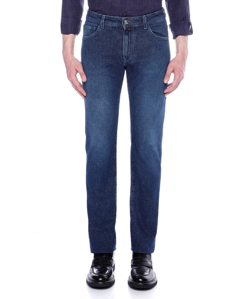 Джинсовые брюки c деталью аппликации