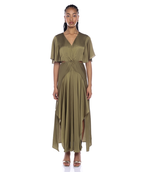 Платье макси с деталями выреза