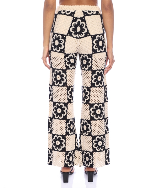 Floral embroidery Crochet pants | Emporium