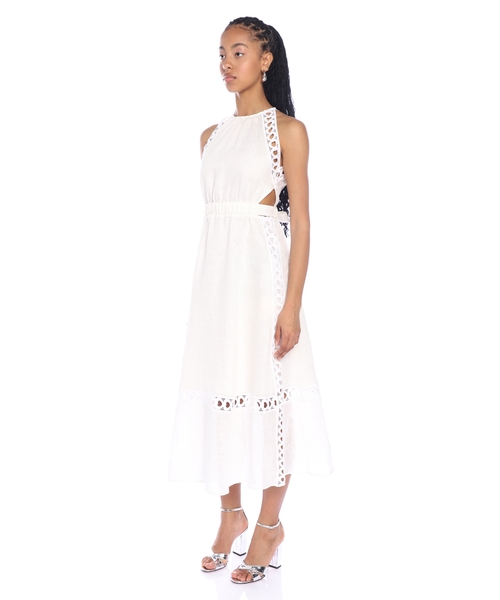 ワンピース ADAMO DRESS WITH CUT OUT DETAIL (ADSS21DR03014471_0471) One Shoulder Cut Out Trim Detail Side Split Maxi Dress In