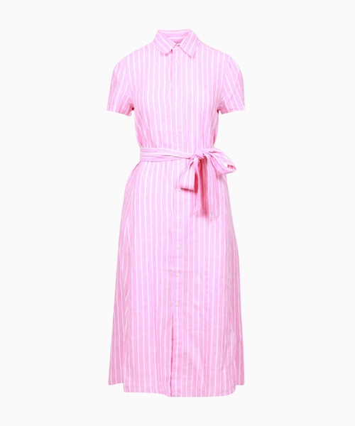 Striped linen midi dress
